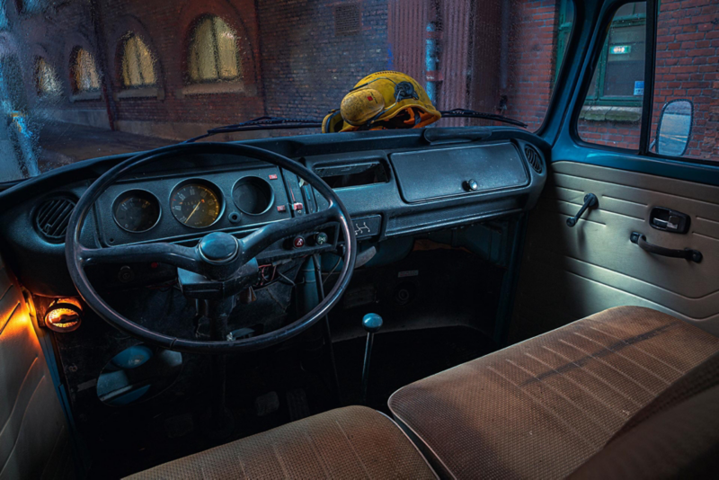Interiören i VW-pickup 1973