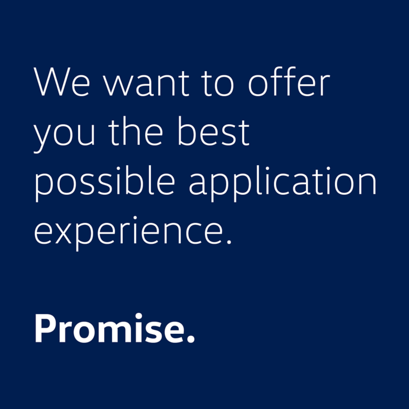 Graphic in VW design: We want to provide you with the best possible application experience. Promise.