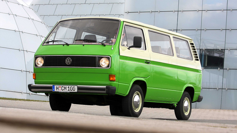 Volkswagen T3 Folkabuss grön och vit