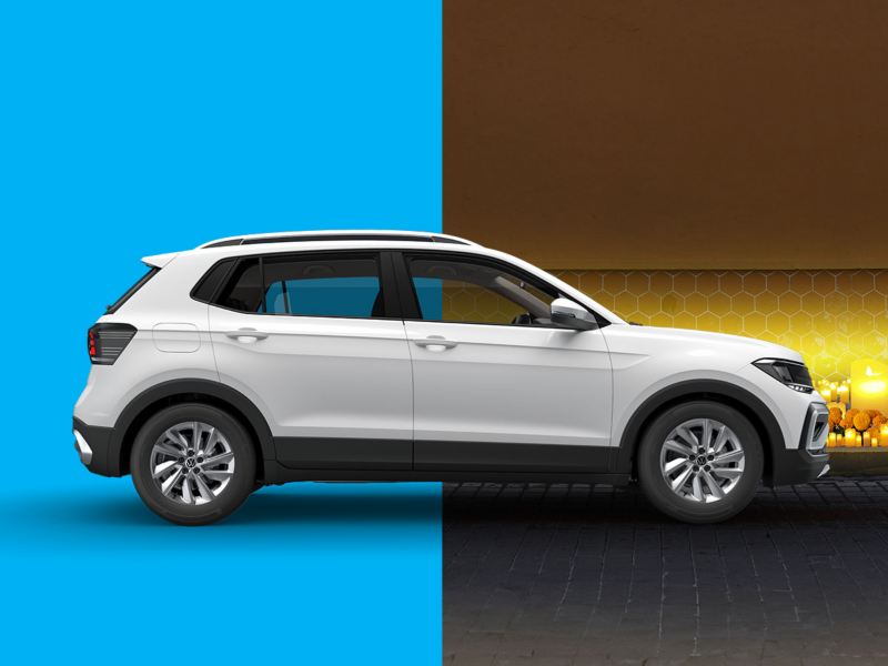 Taigun de Volkswagen en color exterior blanco. SUV compacta con oferta en octubre 2024. 