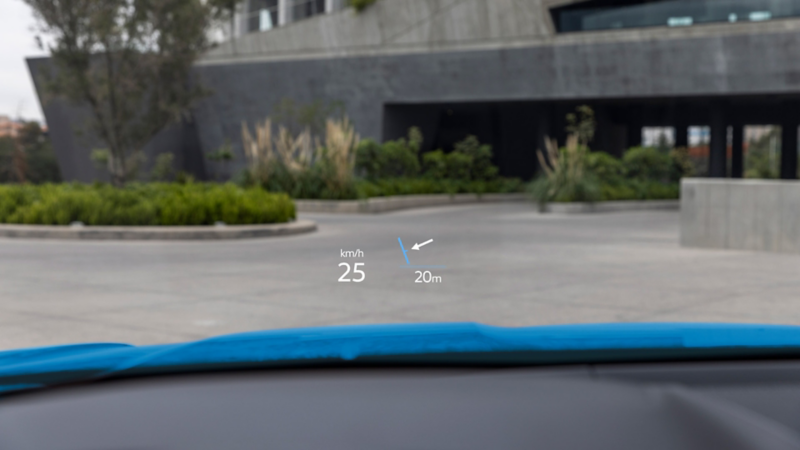 Parabrisas de Teramont 2026 muestra elementos visibles del Head Up Display. 