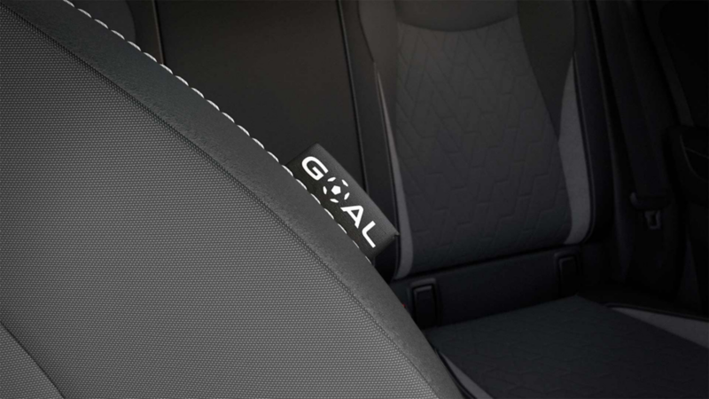 Etiqueta GOAL en asiento de Volkswagen Tiguan Edición Especial GOAL.