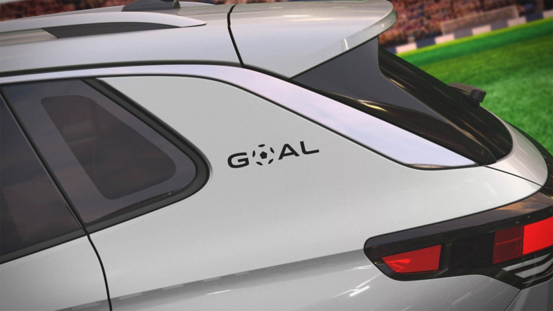 Emblema GOAL en exterior trasero de Volkswagen Tiguan de color gris.