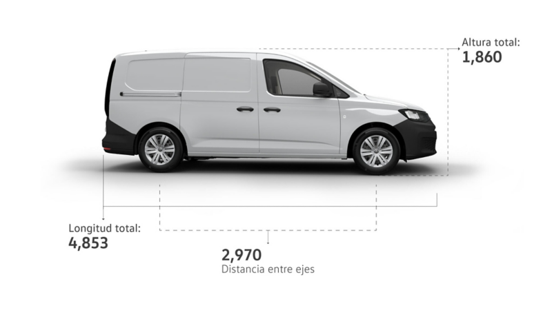 Altura total y dimensiones entre ejes Caddy Cargo