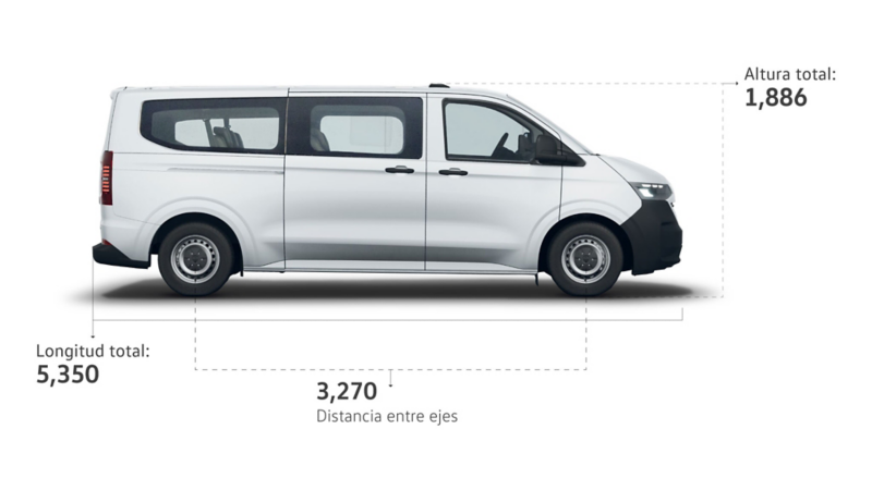 Altura total y dimensiones entre ejes Transporter Pasajeros