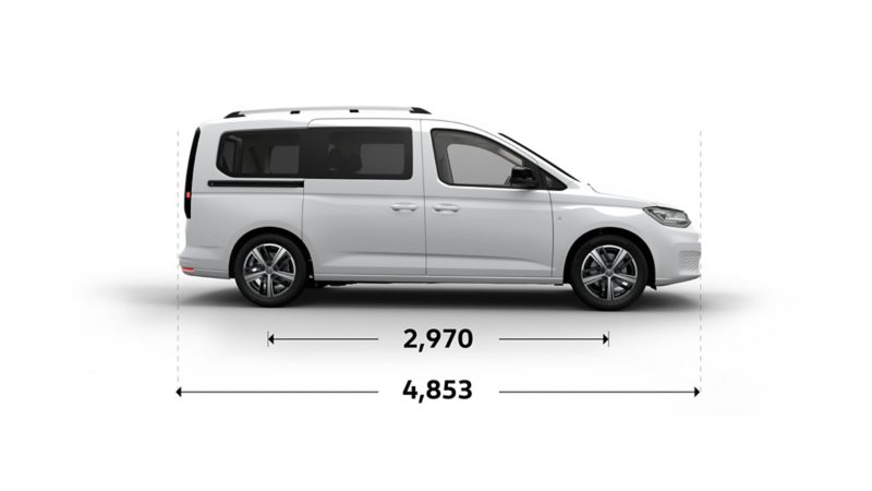 Datos técnicos de longitud de Caddy Pasajeros