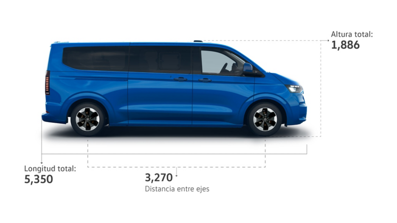 Altura total y dimensiones entre ejes Caravelle