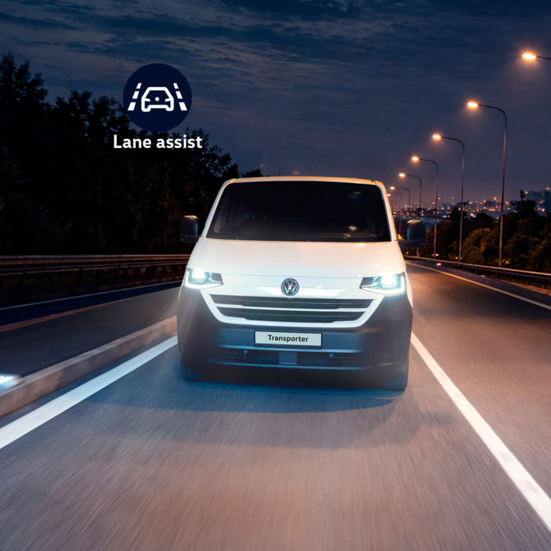 Sistema de asistencia de manejo Lane Assiste equipado en VW Transporter