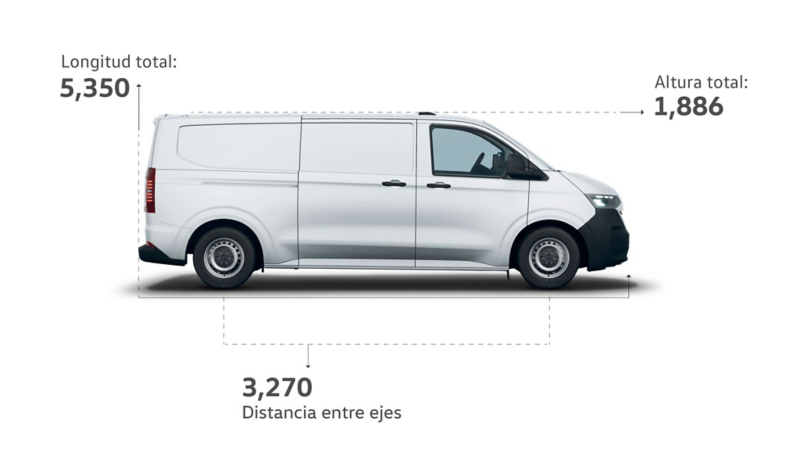 Dimensiones de Transporter Cargo Van, largo y alto
