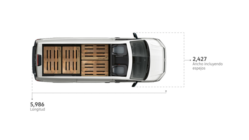 Longitud total y ancho de espejos e-Crafter