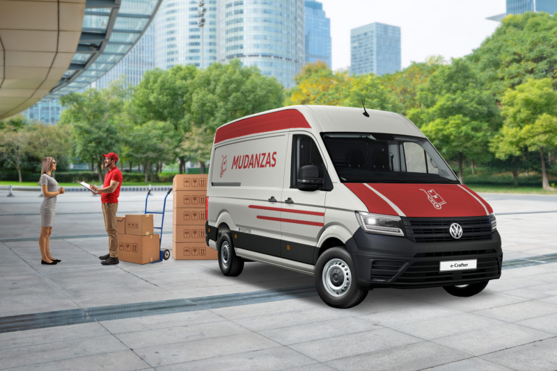 Camioneta VW tipo van eléctrica para transporte de mercancias