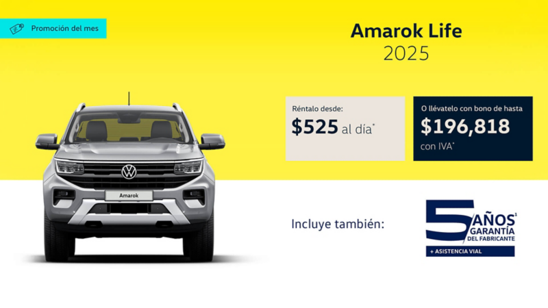 Camioneta tipo pickup en promoción VW Amarok Life 2025