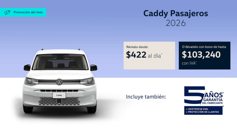 Adquiere un Volkswagen Caddy Pasajeros a precio promocional