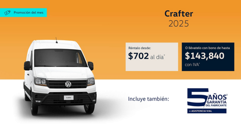 Adquiere un camioneta de trabajo Volkswagen Crafter a precio promocional