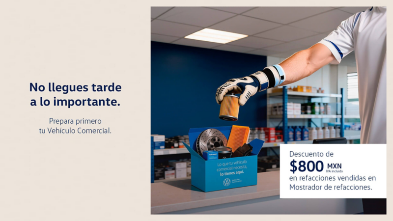 Descuento de $800 en refacciones vendidas en mostrador