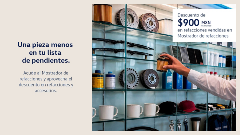 Descuento de $900 en refacciones para tu Volkswagen vendidas en mostrador