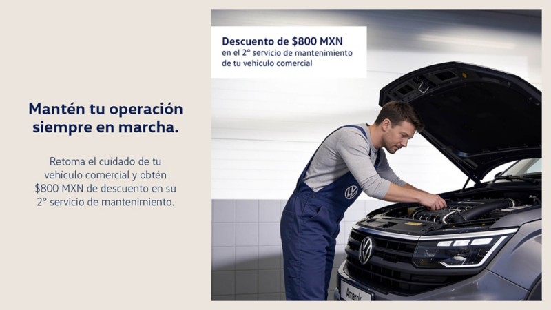 Descuento en segundo servicio de mantenimiento para tu vehículo Volkswagen
