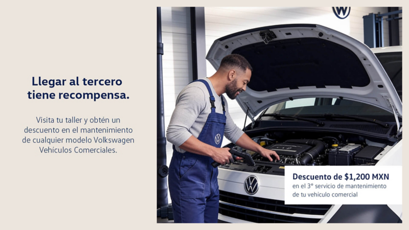 Descuento en segundo servicio de mantenimiento para tu vehículo Volkswagen