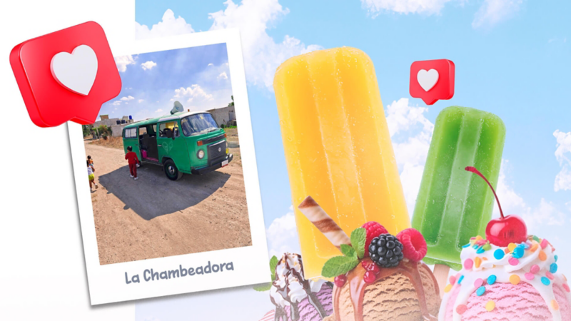 Combi modelo 1973 en un negocio de helados y paletas