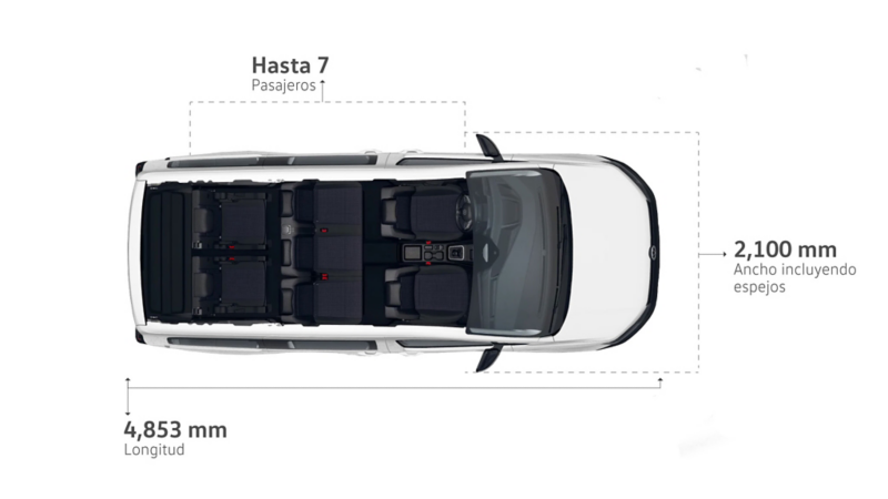 Caddy Pasajeros tiene un diseño amplio para toda la familia 