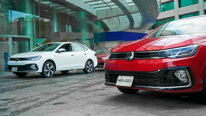 Virtus 2022 colores y versiones - Autos sedán en colores blanco y rojo.