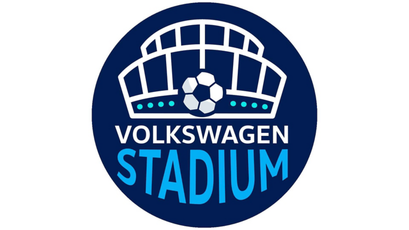 Logo de Volkswagen Stadium, experiencia para vivir partidos de futbol disponible en concesionarias VW.