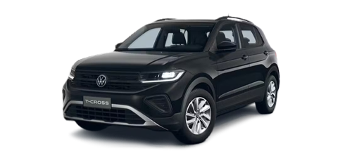 Volkswagen T-Cross Comfortline negro en vista frontal lateral