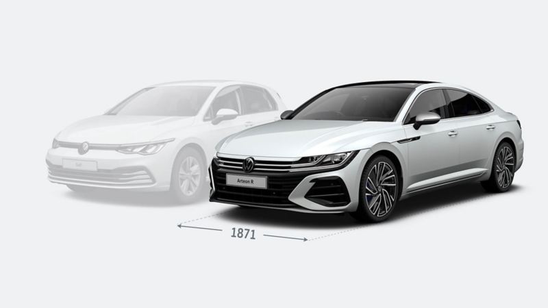 Arteon R and golf comparion front