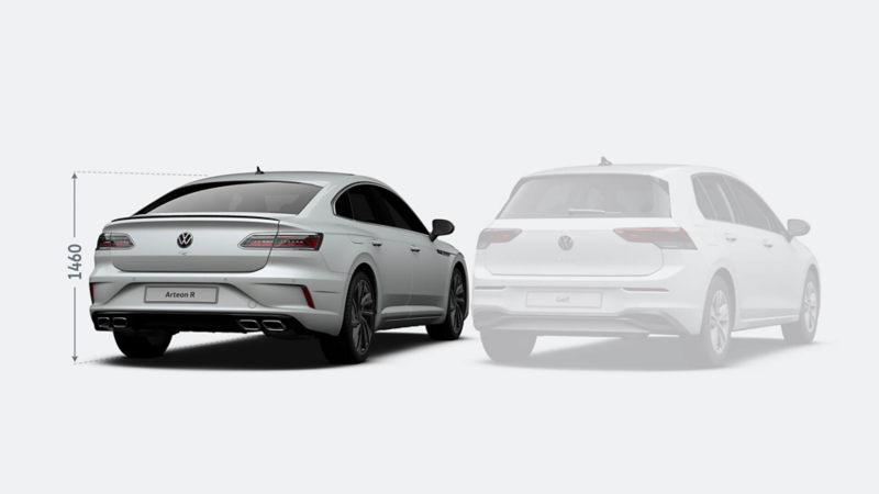 Arteon R and golf comparion rear