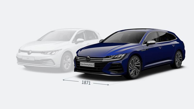 Arteon Shooting Brake R and gold comparison front