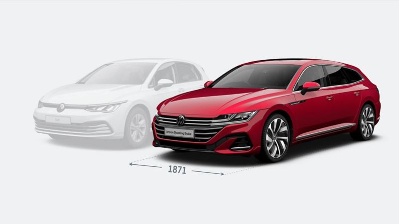 Arteon Shooting Brake and golf comparison front