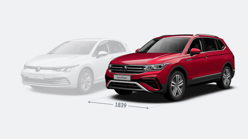 Tiguan Allspace Elegance and golf comparison front