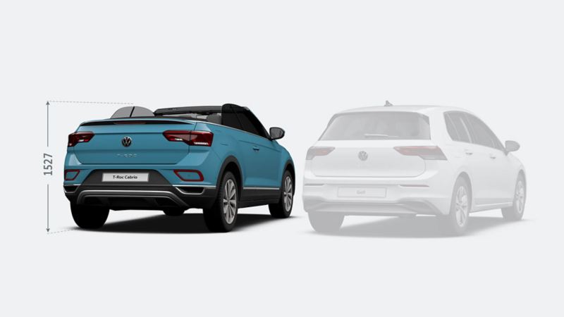 T-Roc Cabriolet and golf comparison rear