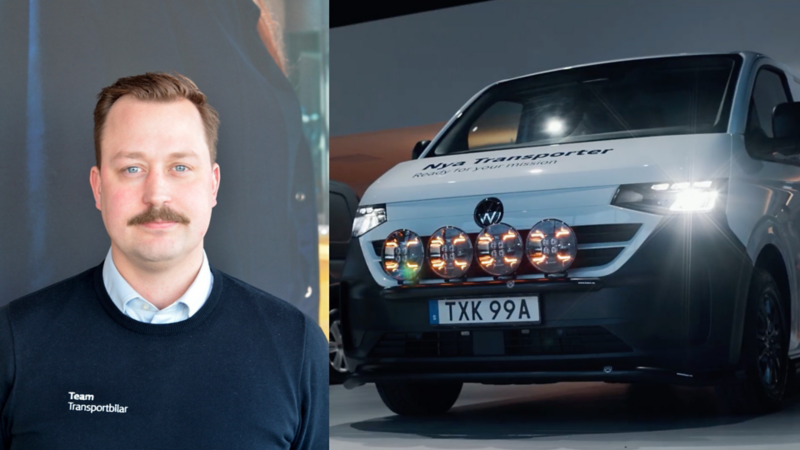 Bildmontage. Till vänster Marcus Sundbäck från Atteviks. Till höger en bild på specialanpassad Transporter.