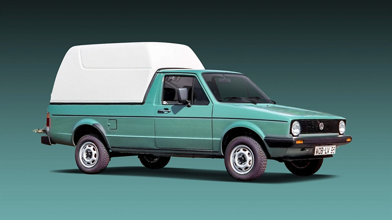 En grön VW Caddy generation 1