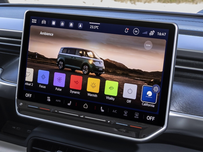 Infotainmentsystemet med California-appen i VW ID. California Cruise