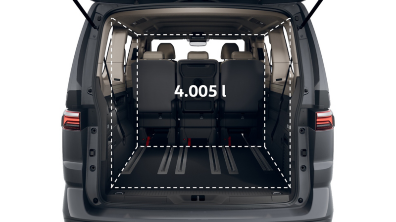 Måttskisser för nya VW Multivan familjebil laddhybrid