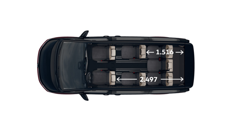 Måttskisser för nya VW Multivan familjebil laddhybrid