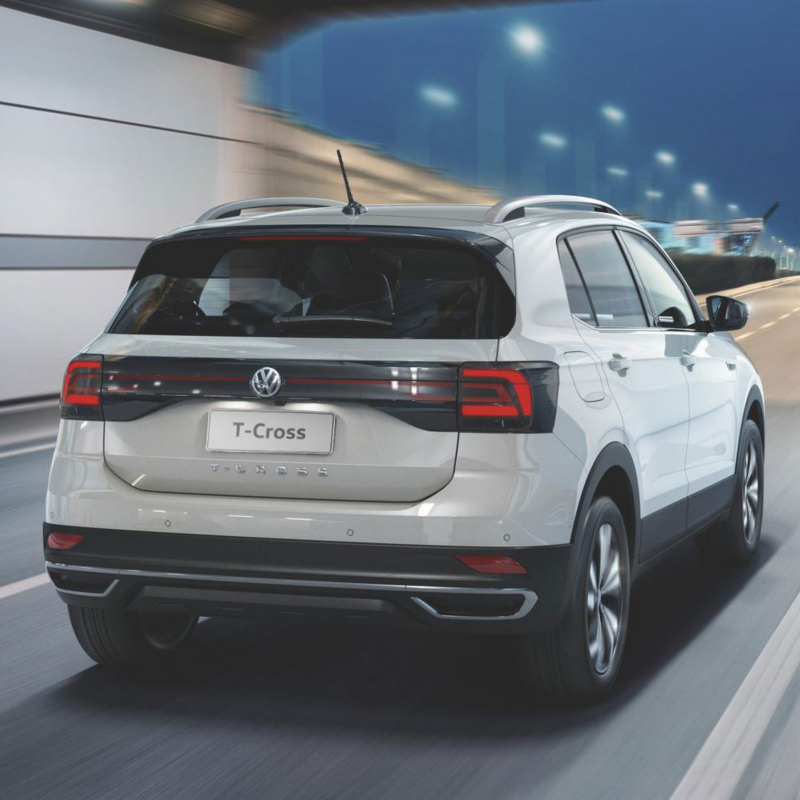 white t-cross rear view