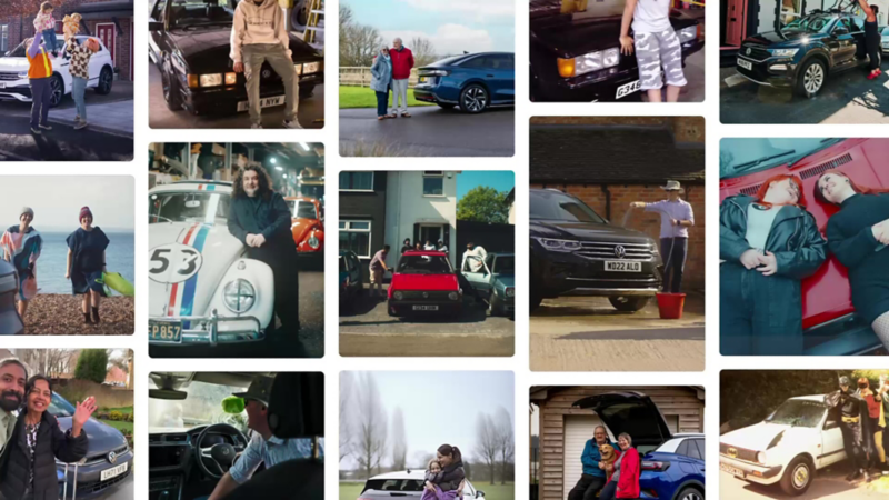 A collage of images of VW customers with their beloved VW cars