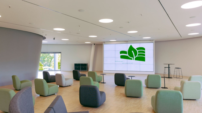 ID Studio with video wall and seating