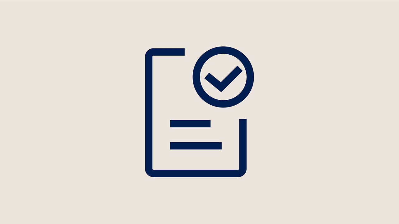 Icon: Abbildung zeigt Dokument mit Check-Symbol am oberen rechten Rand