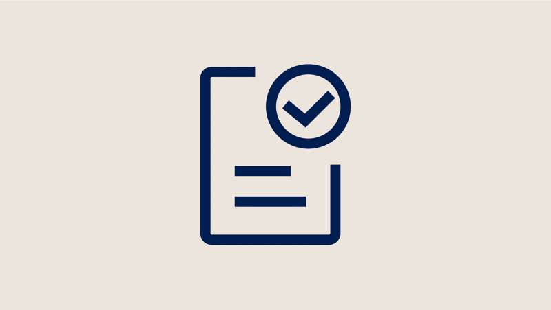 Icon: Abbildung zeigt Dokument mit Check-Symbol am oberen rechten Rand
